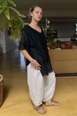 Made in Italy Love Shack Boho Smock Top Black 
